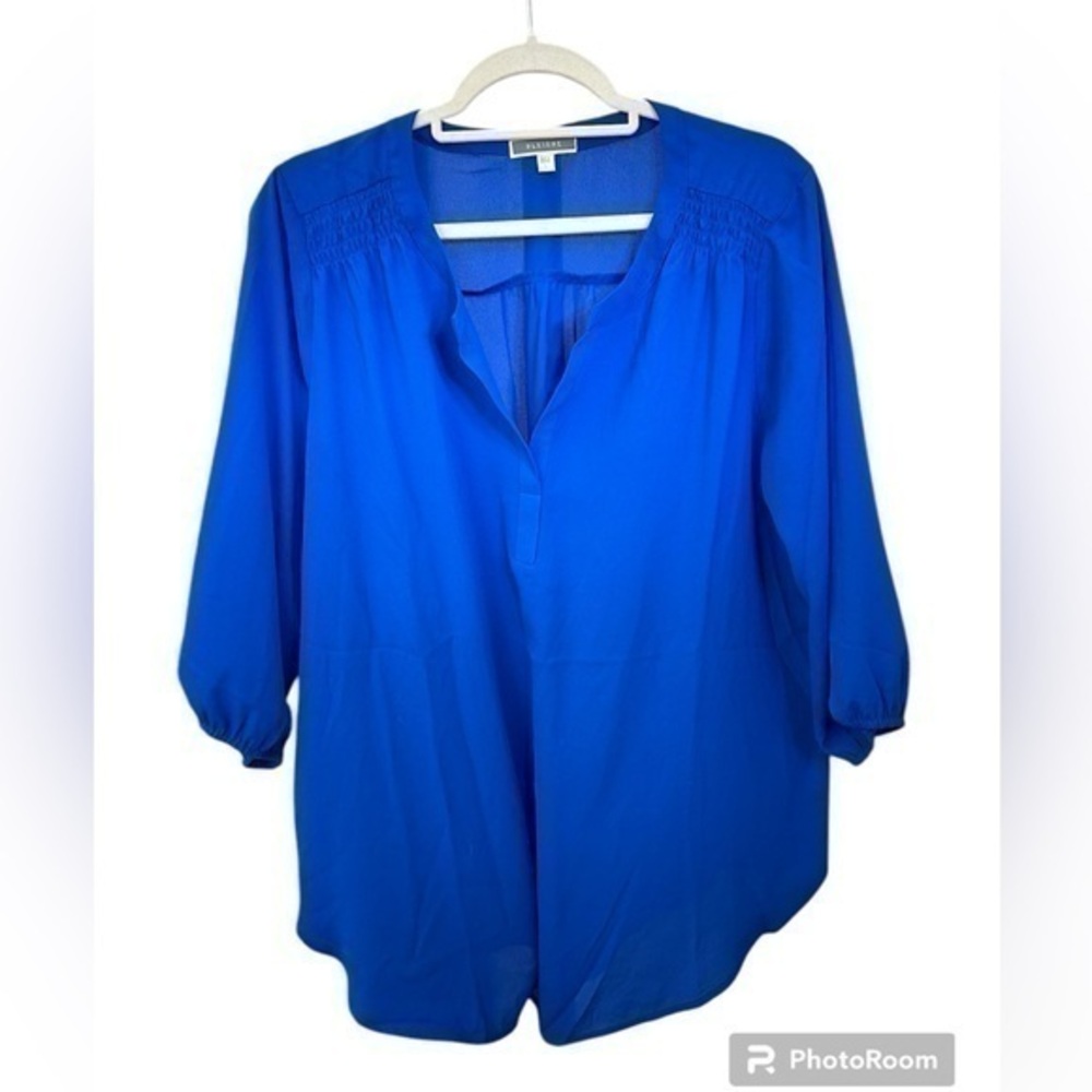 Cobalt Blue Elbow Sleeve Blouse, Large